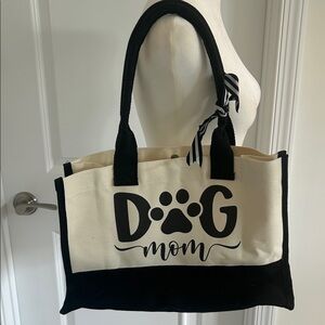 Dog Mom Canvas Tote Bag - Black and White
